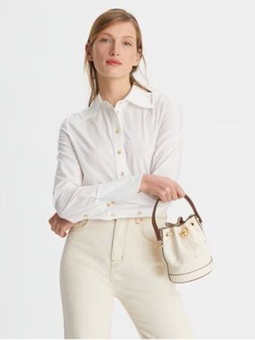 NWT $498 Tory Burch Poplin Shirt In White